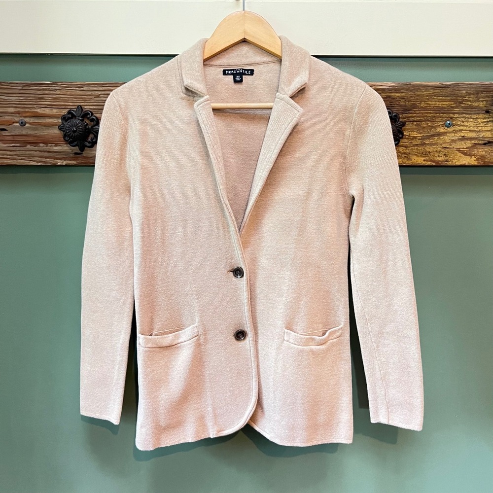 J.Crew Mercantile Women Beige Knit Blazer Sweater Jacket G9309 XS